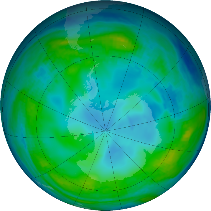 Antarctic ozone map for 25 May 1990